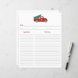 Rode Truck Kerst Receptkaart Binder Inzetstuk