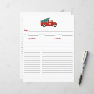 Rode Truck Kerst Receptkaart Binder Inzetstuk