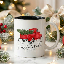 Rode Truck Kerst Waterverf Boom En Elegant