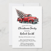 Rode truck kerstboom feestuitnodiging feestdagenkaart (Voorkant)