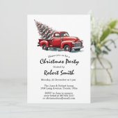 Rode truck kerstboom feestuitnodiging feestdagenkaart (Staand voorkant)