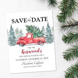 Rode Truck Kerstfeest Save the Date Ansichtkaart Aankondigingskaart