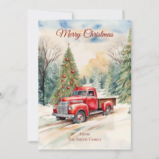 Rode Truck Kerstkaart (Voorkant)