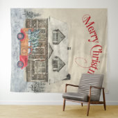 Rode Truck Kerstmis Wintercabine Wandkleed (In Situ (horizontaal))