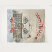 Rode Truck Kerstmis Wintercabine Wandkleed (Voorkant (horizontaal))