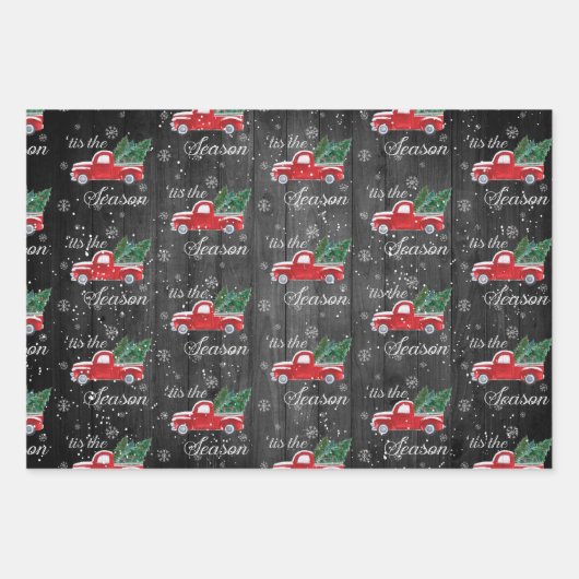 Rode  truck met kerstbomen inpakpapier vel (Voorkant 2)