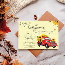  rode truck met zonnebloemen Baby shower