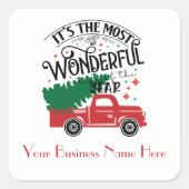 rode truck mooiste tijd business vierkante sticker (Voorkant)