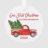 Rode Truck Onze Eerste Kerstmis als Grootouders Ornament (achterkant)