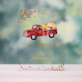 Rode Truck Pompoen Baby Shower Welkomstbord Acryl Bord (Neutraal)