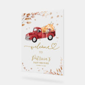 Rode Truck Pompoen Baby Shower Welkomstbord Acryl Bord (Hoek)