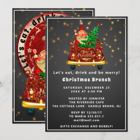 Rode Truck Prettig Kerst Brunch Diner Sinterklaas  Kaart (Voorkant / Achterkant)