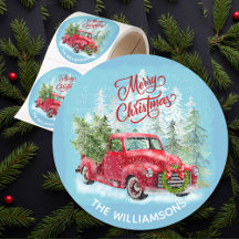 Rode Truck Sneeuw Kerst Scene Naam