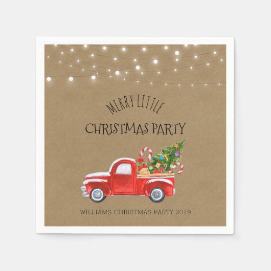 Rode Truck & Tree Kerstfeest servet (Voorkant)