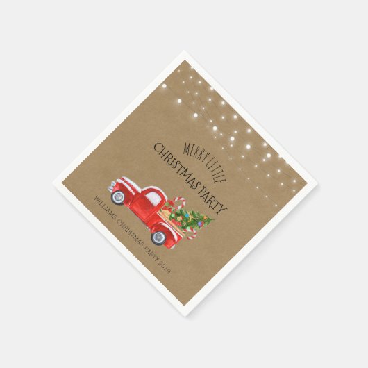  Rode Truck & Tree Kerstfeest servet (Hoek)