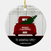  RODE TRUCK TREE & MASON JAR STRING LIGHTS KERAMISCH ORNAMENT (Achterkant)
