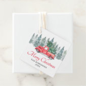 rode truck vrolijk kerstcadeau bedankjes labels (In situ)