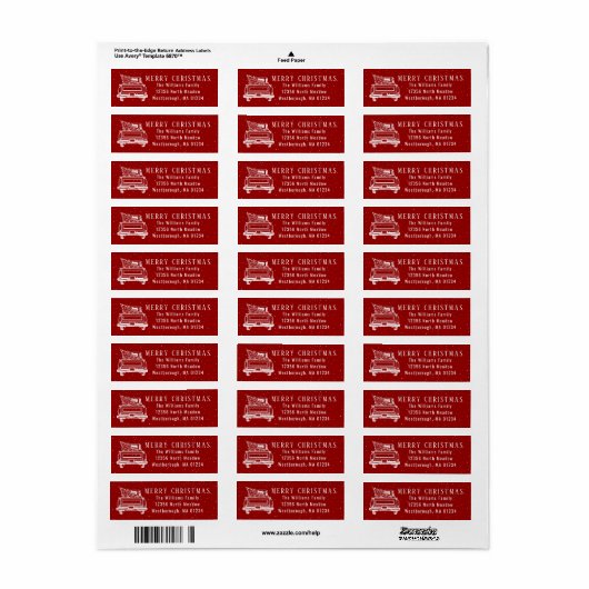  rode truck vrolijk kerstretouradres etiket (Full Sheet)