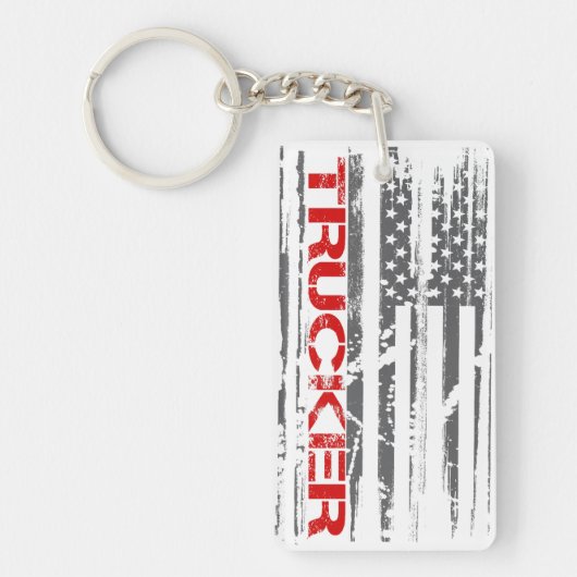 Rode Trucker Vlag Sleutelhanger (Voorkant)