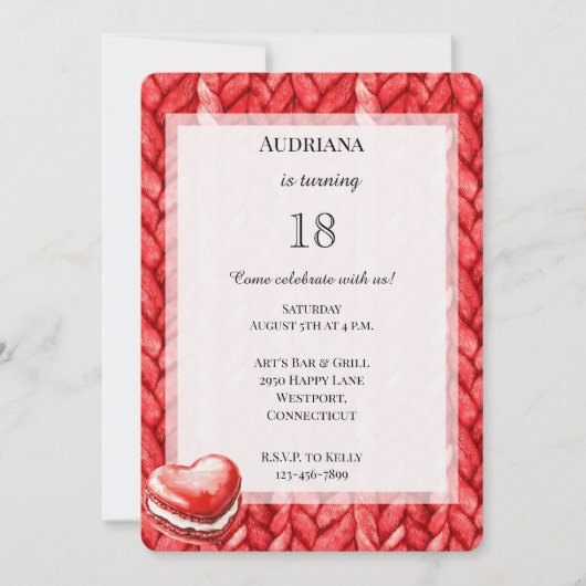 Rode trui Hart Macaroon Cookie Verjaardag Kaart (Voorkant)