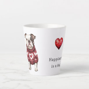 Rode trui Witte harten Geluk is een hond Latte Mok