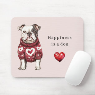 Rode trui Witte harten Geluk is een hond Muismat