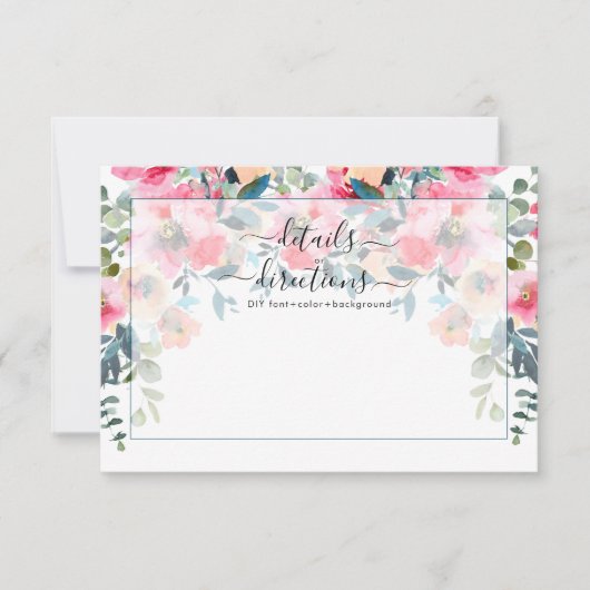 Rode Tuin Rozen Waterverf Bloemen Details Kaart (Voorkant)