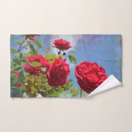 Rode tuinrozen handdoek