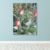 Rode tuintulpen canvas afdruk (Insitu (Houten vloer))
