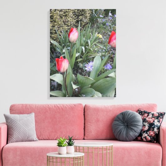 Rode tuintulpen canvas afdruk (Insitu (Woonkamer))