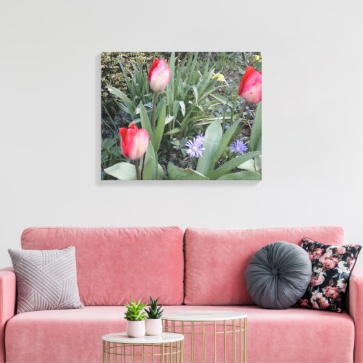 Rode tuintulpen canvas afdruk (Insitu (Woonkamer))