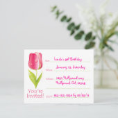 Rode Tulip Birthday-uitnodiging Kaart (Staand voorkant)