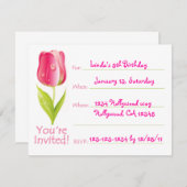 Rode Tulip Birthday-uitnodiging Kaart (Voorkant / Achterkant)