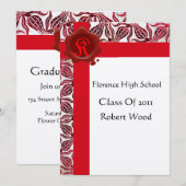 RODE TULIPS GRADUATION ARTITY Wax Seal Monogram Kaart (Voorkant / Achterkant)