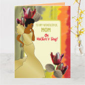 Rode Tulp, Abstracte Afro-Amerikaanse Moederdag Kaart (Gele Bloem)
