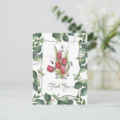 Rode Tulp Aquarel Handgeschilderd Bedankt Briefkaart (Staand voorkant)