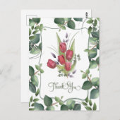 Rode Tulp Aquarel Handgeschilderd Bedankt Briefkaart (Voorkant / Achterkant)