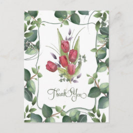 Rode Tulp Aquarel Handgeschilderd Bedankt Briefkaart