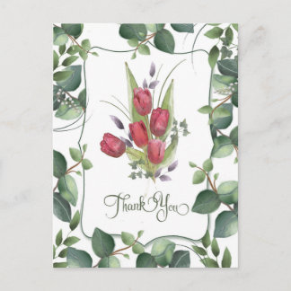 Rode Tulp Aquarel Handgeschilderde Dank Je Briefkaart
