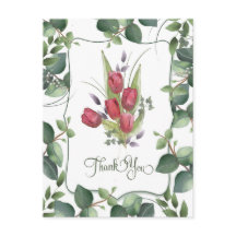 Rode Tulp Aquarel Handgeschilderde Dank Je