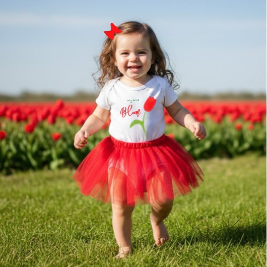 Rode tulp baby T-shirt