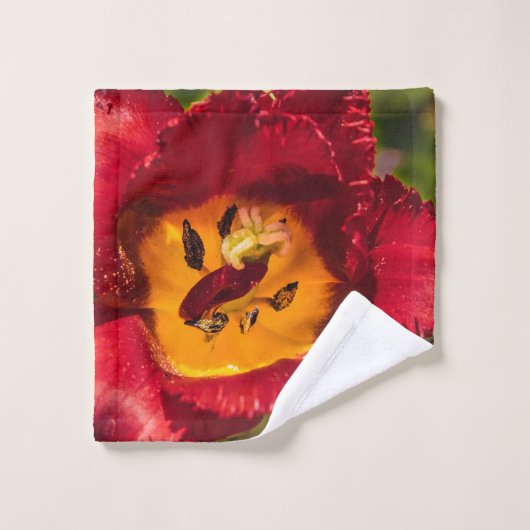 Rode tulp bad handdoek (Wasdoekje)