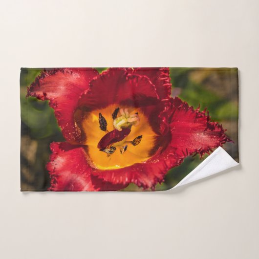 Rode tulp bad handdoek (Handdoek)