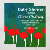 Rode Tulp Bloem Baby Meisje Baby Shower Kaart (Voorkant / Achterkant)