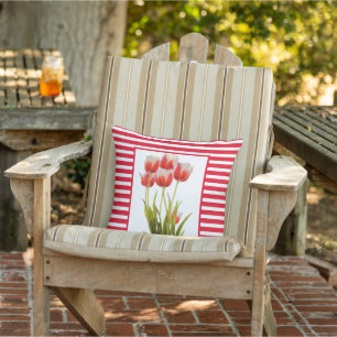 Rode Tulp Bloem Buitenkussen in Lente Stijl