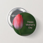 rode tulp bloem, gelukkige moederdag ronde button 5,7 cm (Voorkant /achterkant)
