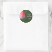 rode tulp bloem, gelukkige moederdag ronde sticker (Tas)