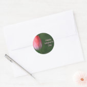 rode tulp bloem, gelukkige moederdag ronde sticker (Envelop)