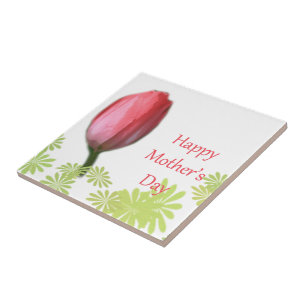 rode tulp bloem, gelukkige moederdag tegeltje