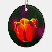Rode tulp bloem keramisch ornament (Links)